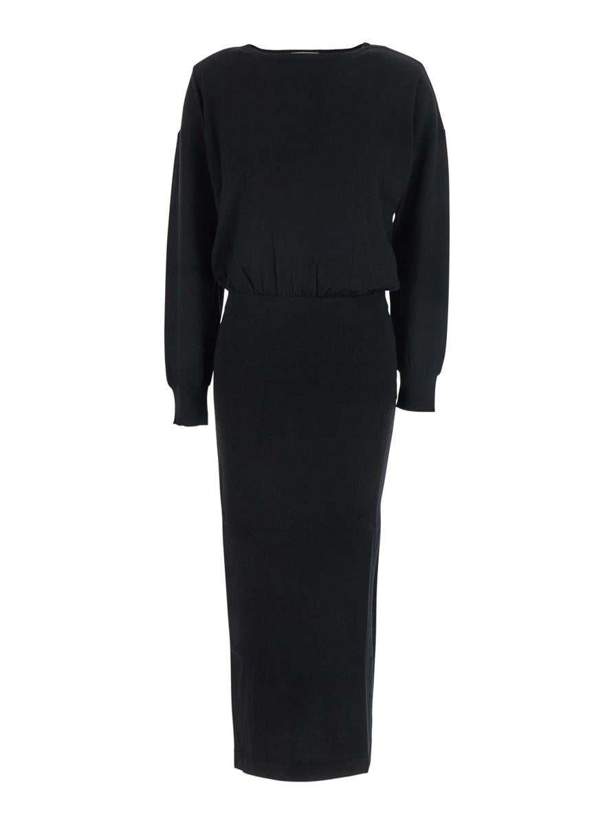 Strick-Maxikleid mit langen Ärmeln