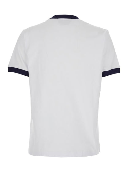 Weißes T-Shirt mit Rundhalsausschnitt und Logo-Print auf der Vorderseite aus Baumwolle für Damen