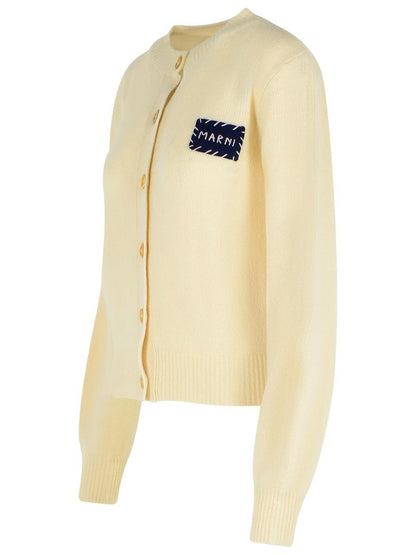 Marni Elfenbeinfarbene Kaschmir-Strickjacke