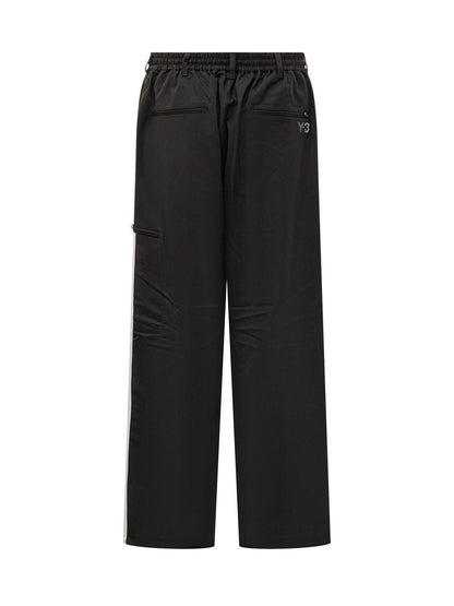 Y-3 Adidas Schwarze Baggy-Hose mit Seitenbändern Y-3
