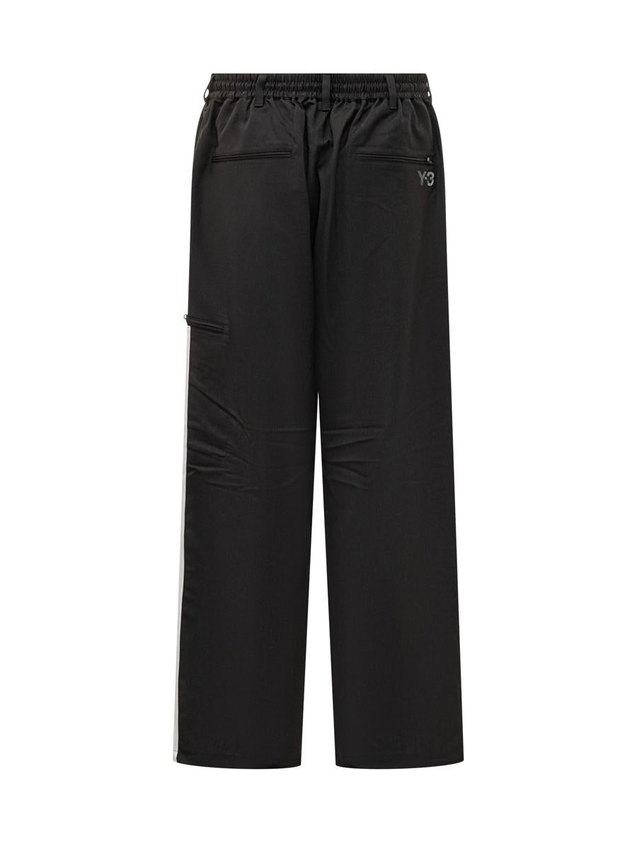 Y-3 Adidas Schwarze Baggy-Hose mit Seitenbändern Y-3
