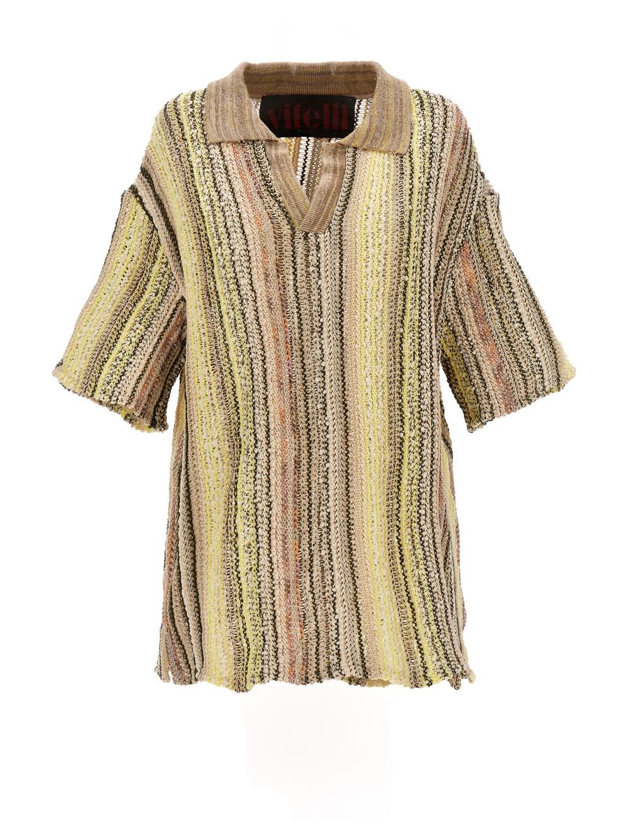 Vitelli Jacquard-Strick-Poloshirt