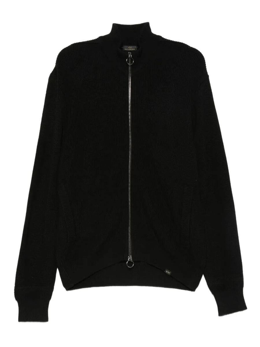 Paul &amp; Shark Gerippter Cardigan mit Reißverschluss und hohem Kragen