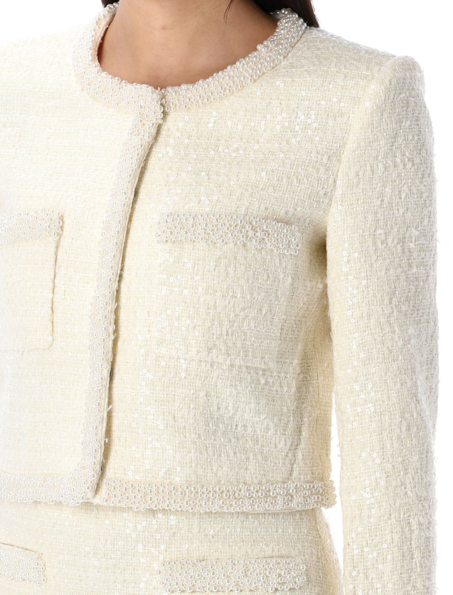 Jacke mit Bouclé-Perlenbesatz von Self-Portrait