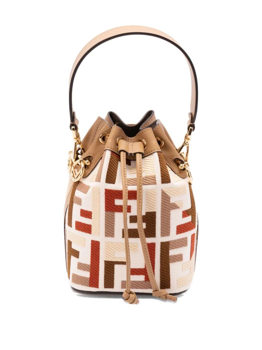 Fendi Mon Tresor Canvas Bucket mit FF-Stickerei-Taschen