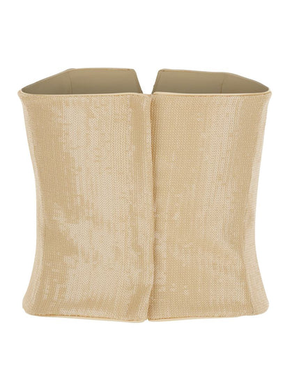 Beiges Bustier-Top mit Allover-Pailletten-Applikation aus Stoff für Damen