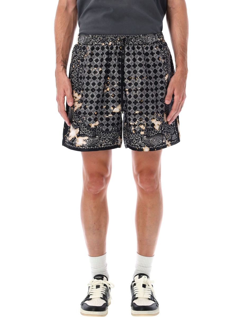 Amiri – Gebleichte Seidenshorts mit Bandana-Print