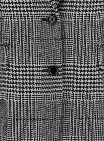 Graue einreihige Jacke mit Revers aus Wolle und Kaschmir für Damen