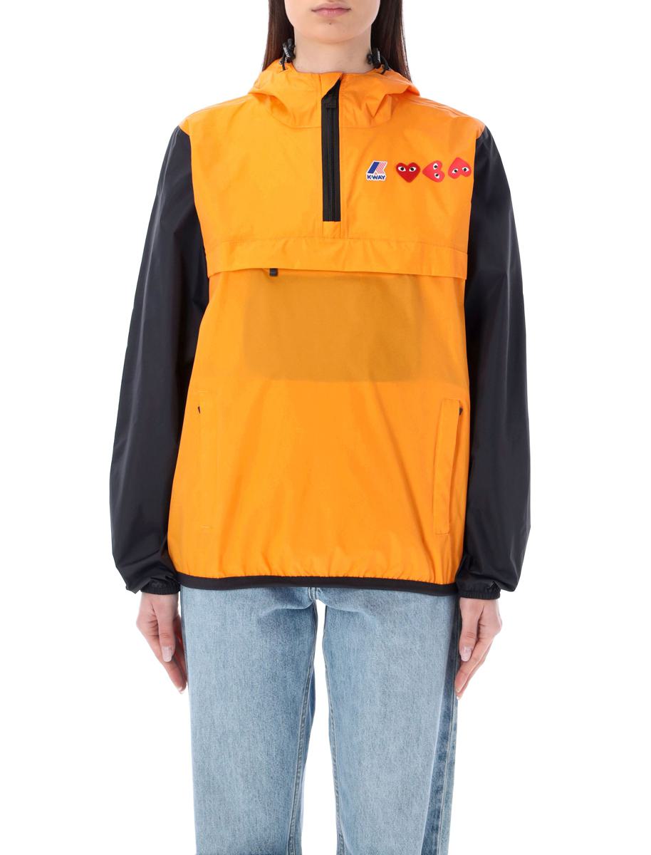 Comme Des Garçons Play – Zweifarbige, wasserdichte Kapuzenjacke