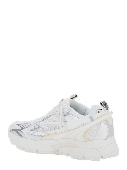 Weiße Low-Top-Sneaker „Ow Be Right“ mit Reißverschlussdetail aus Mesh und Leder für Herren
