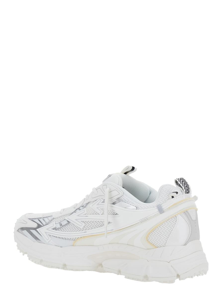 Weiße Low-Top-Sneaker „Ow Be Right“ mit Reißverschlussdetail aus Mesh und Leder für Herren
