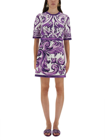 Dolce &amp; Gabbana Minikleid mit Majolika-Print