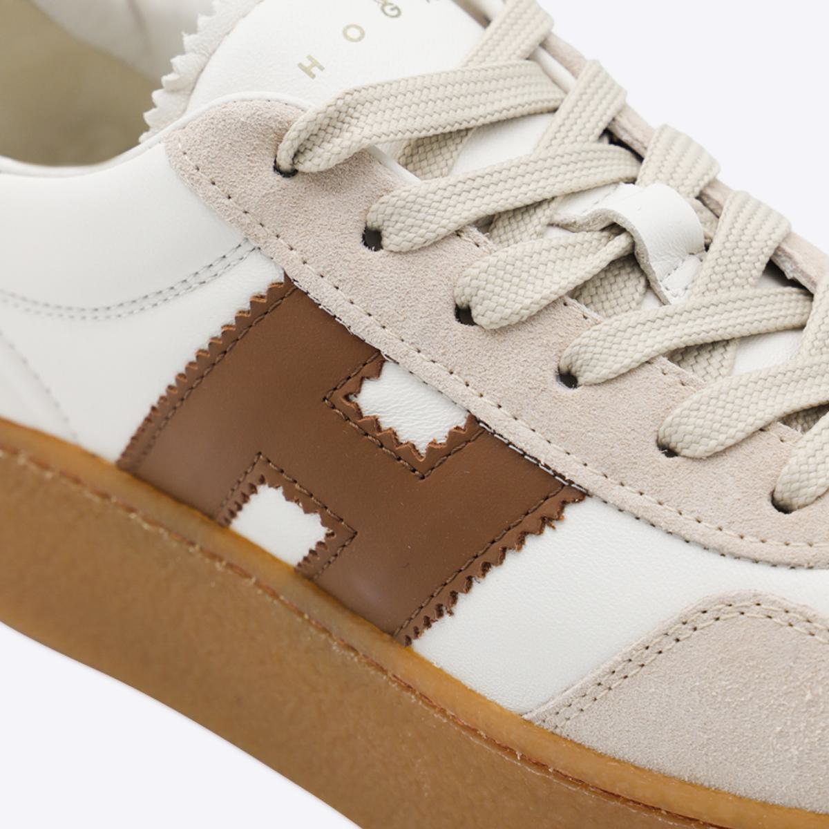 Hogan – Weiße und braune Ledersneaker