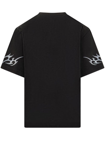 Casablanca Casablanca – Schwarzes T-Shirt mit Blumen- und Tribal-Print