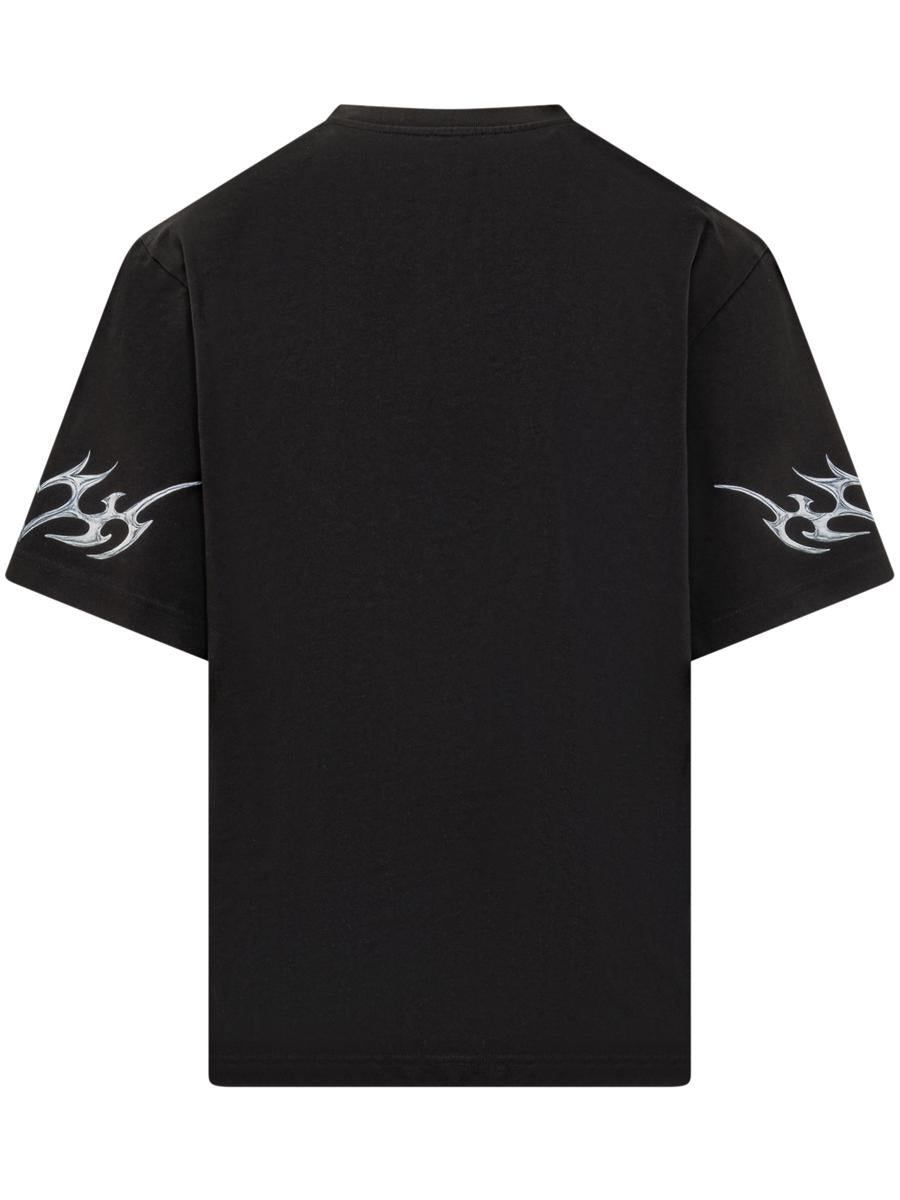 Casablanca Casablanca – Schwarzes T-Shirt mit Blumen- und Tribal-Print