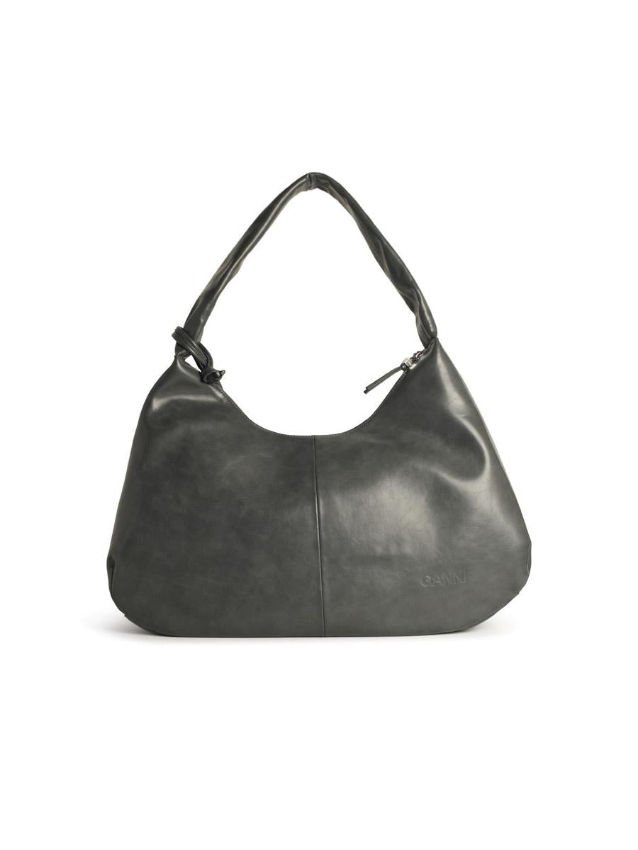 Ganni – Tasche „Bou XXL“ aus grauer Ledermischung