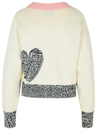 Moschino Jeans – Weiße Strickjacke aus Baumwollmischung