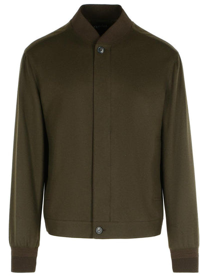 Zegna – Bomberjacke aus schokoladenbraunem Kaschmir