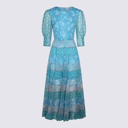 Rixo Agyness-Kleid aus Viskose-Mix in Havana mit Blumenmuster in Blau
