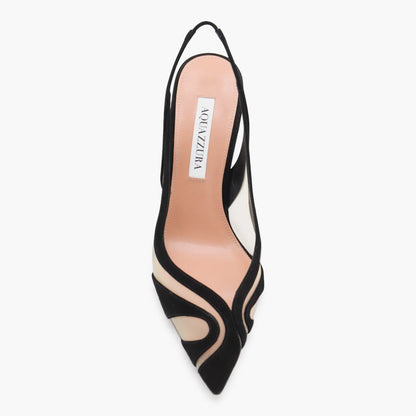Aquazzura – Lune Sling 85 – Pumps aus schwarzem Leder