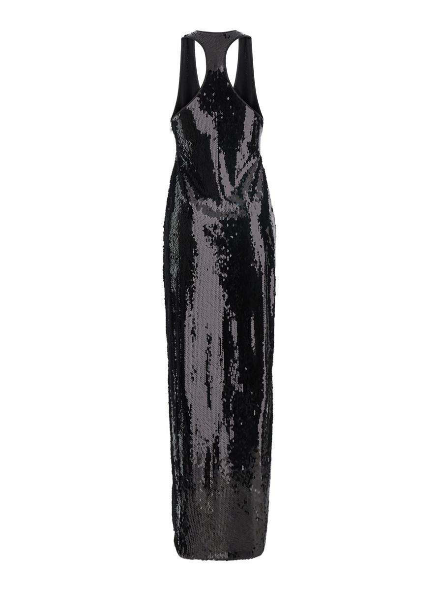 Langes Kleid „Bella“ mit weitem Ausschnitt und Paillettendetails aus Polyester für Damen