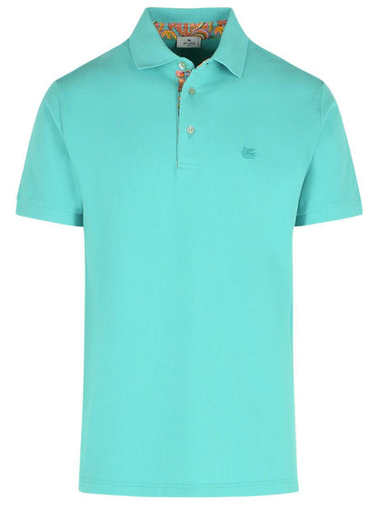 Etro „Roma“ Poloshirt aus hellblauer Baumwolle