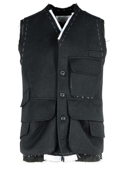 Maison Margiela – Dunkelgraue Wollweste