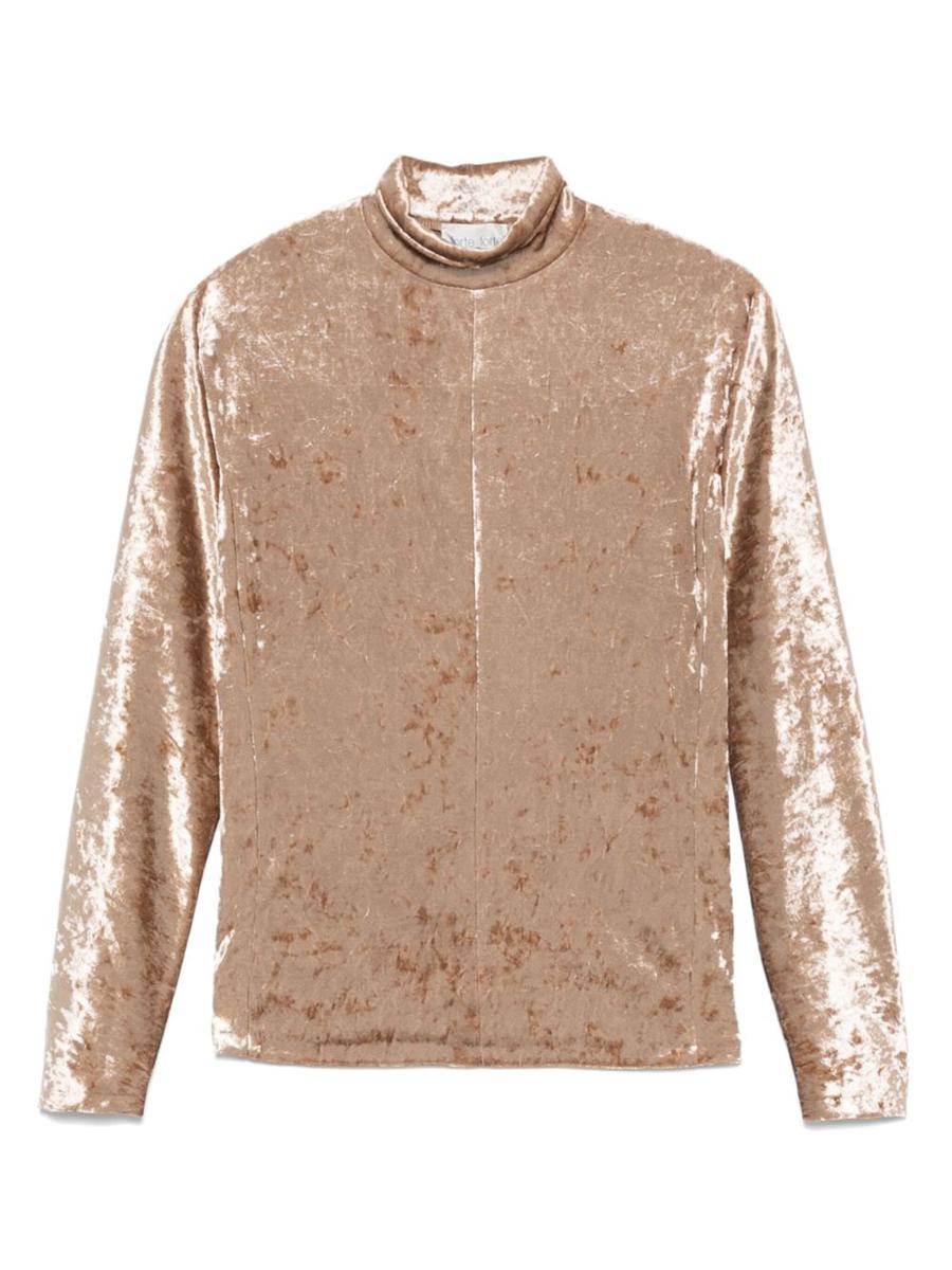 Forte_Forte Samt-Rollkragenpullover