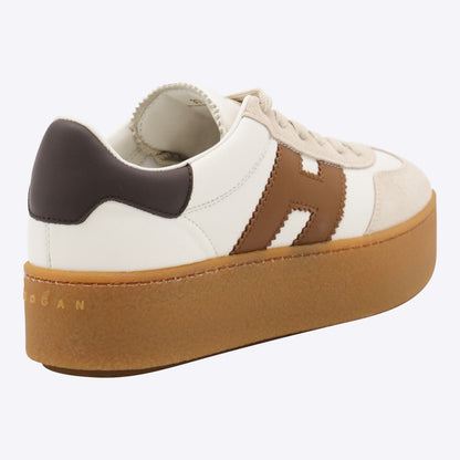 Hogan – Weiße und braune Ledersneaker
