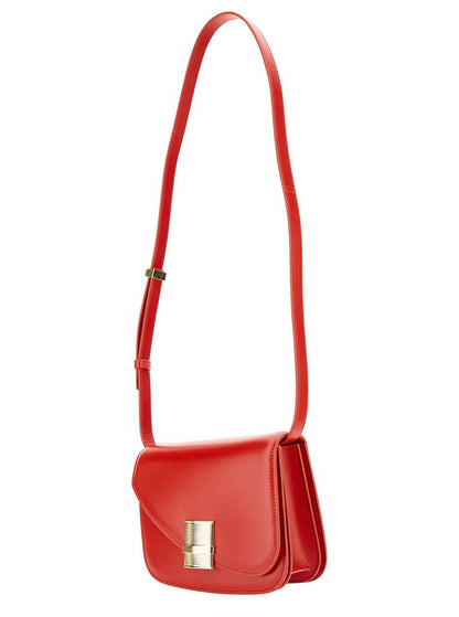 Asymmetrische Umhängetasche „Oyster“ in Rot mit Logodetail aus Leder für Damen