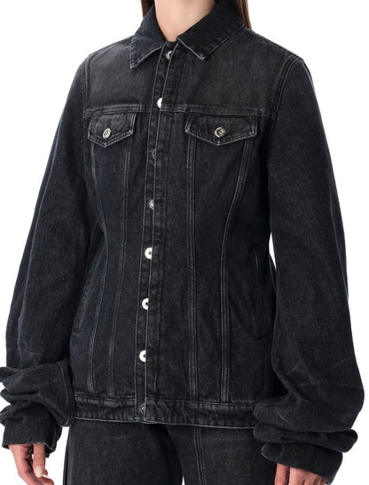 Jean Paul Gaultier – Schwarze Jeansjacke mit übergroßen Ärmeln