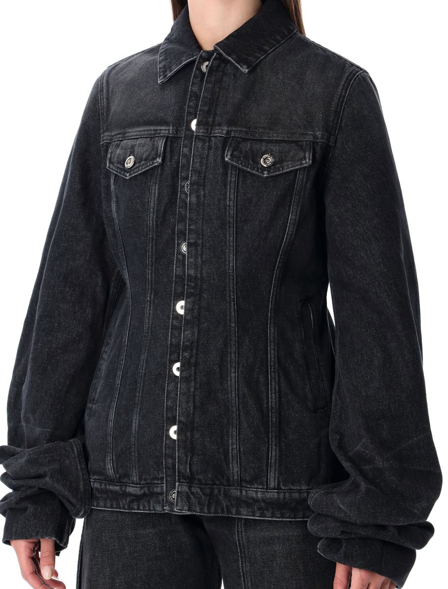 Jean Paul Gaultier – Schwarze Jeansjacke mit übergroßen Ärmeln