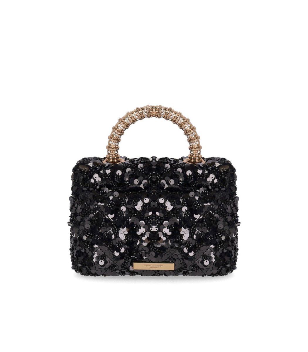 Kurt Geiger London – Kensington – Pailletten-Minihandtasche in Schwarz