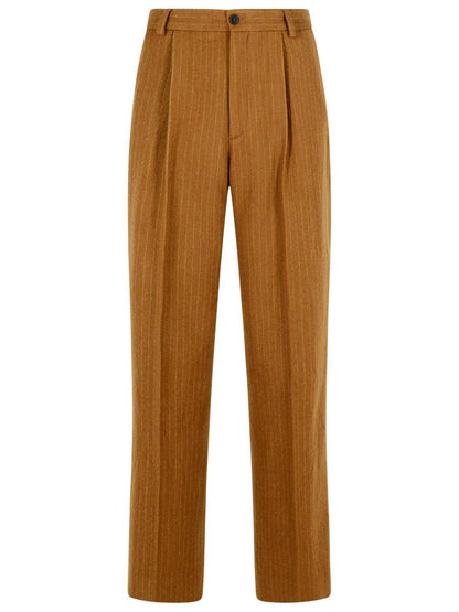 Dries Van Noten – Gerade braune Wollhose „Penrud“.