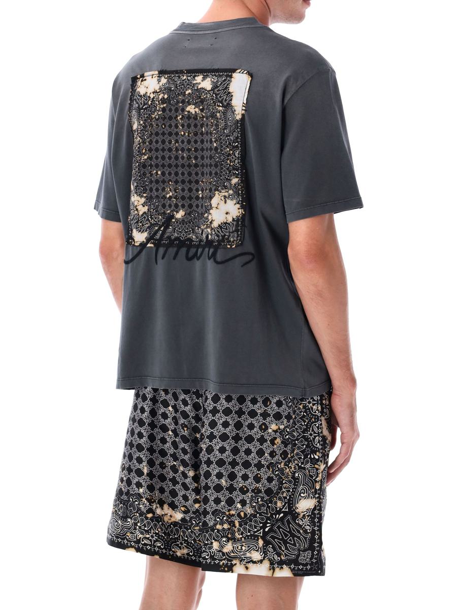 Amiri – Gebleichtes T-Shirt mit Bandana-Patch