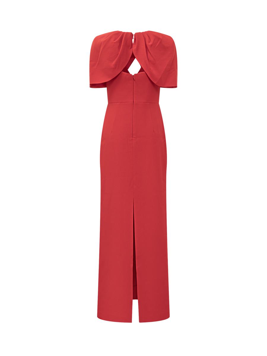 Rebecca Vallance – Langes Kleid mit rotem Cape