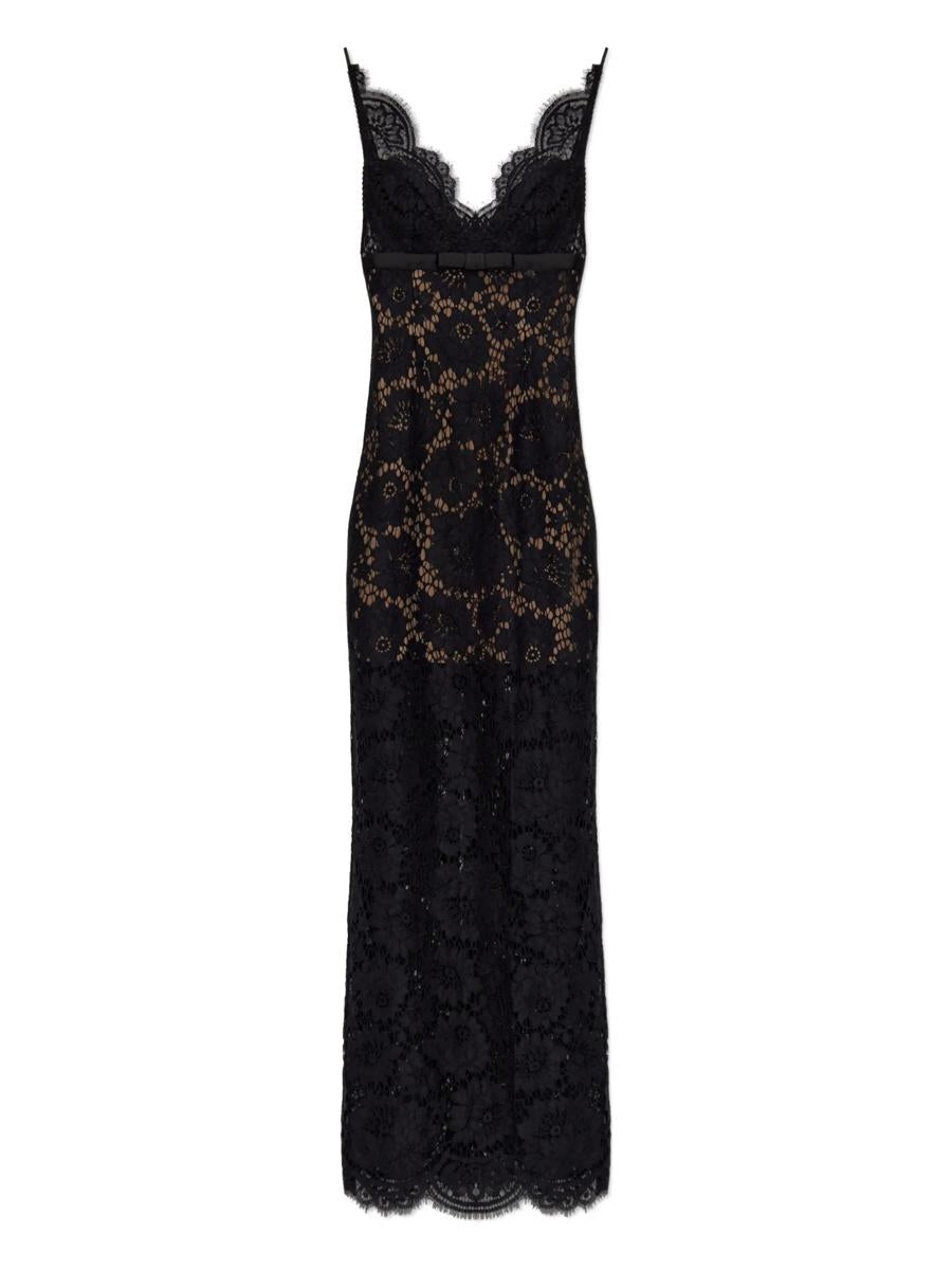 Self-Portrait Schwarzes Maxikleid mit Blumenspitze