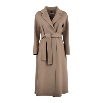 Max Mara – Midimantel aus drapierter Wolle in Taubengrau