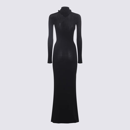 Off-White langes Kleid mit hohem Kragen