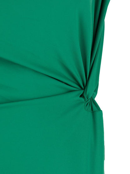 Grünes langes Kleid mit Plissee-Details aus technischem Stoff für Damen