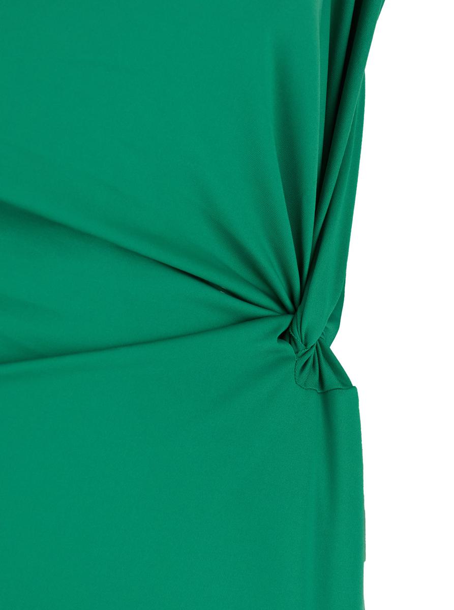 Grünes langes Kleid mit Plissee-Details aus technischem Stoff für Damen