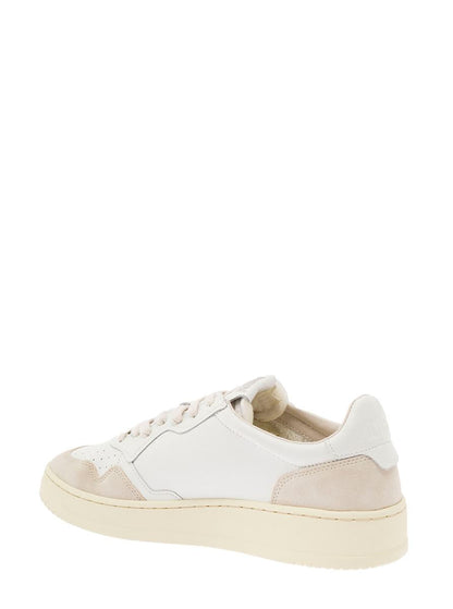 Weiße Low-Top-Sneaker „Medalist“ mit beigen Wildlederdetails aus Leder für Herren