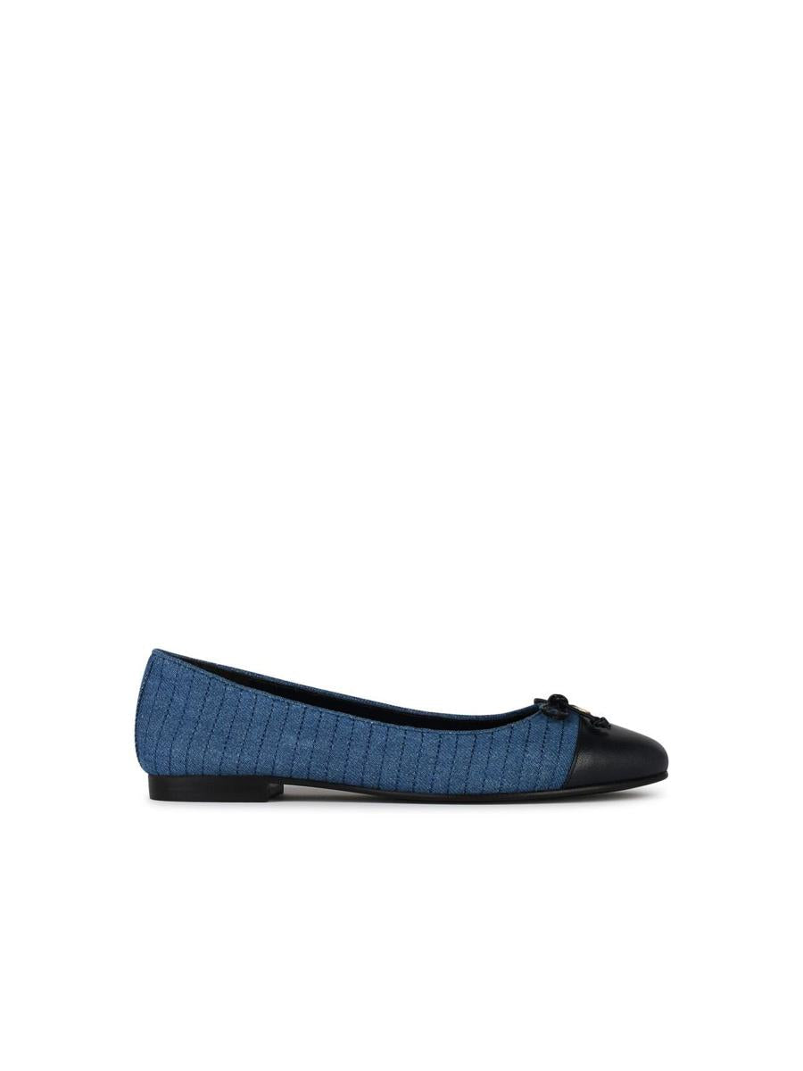 Tory Burch – Matelassé – Ballerinas aus blauem Denim-Mix