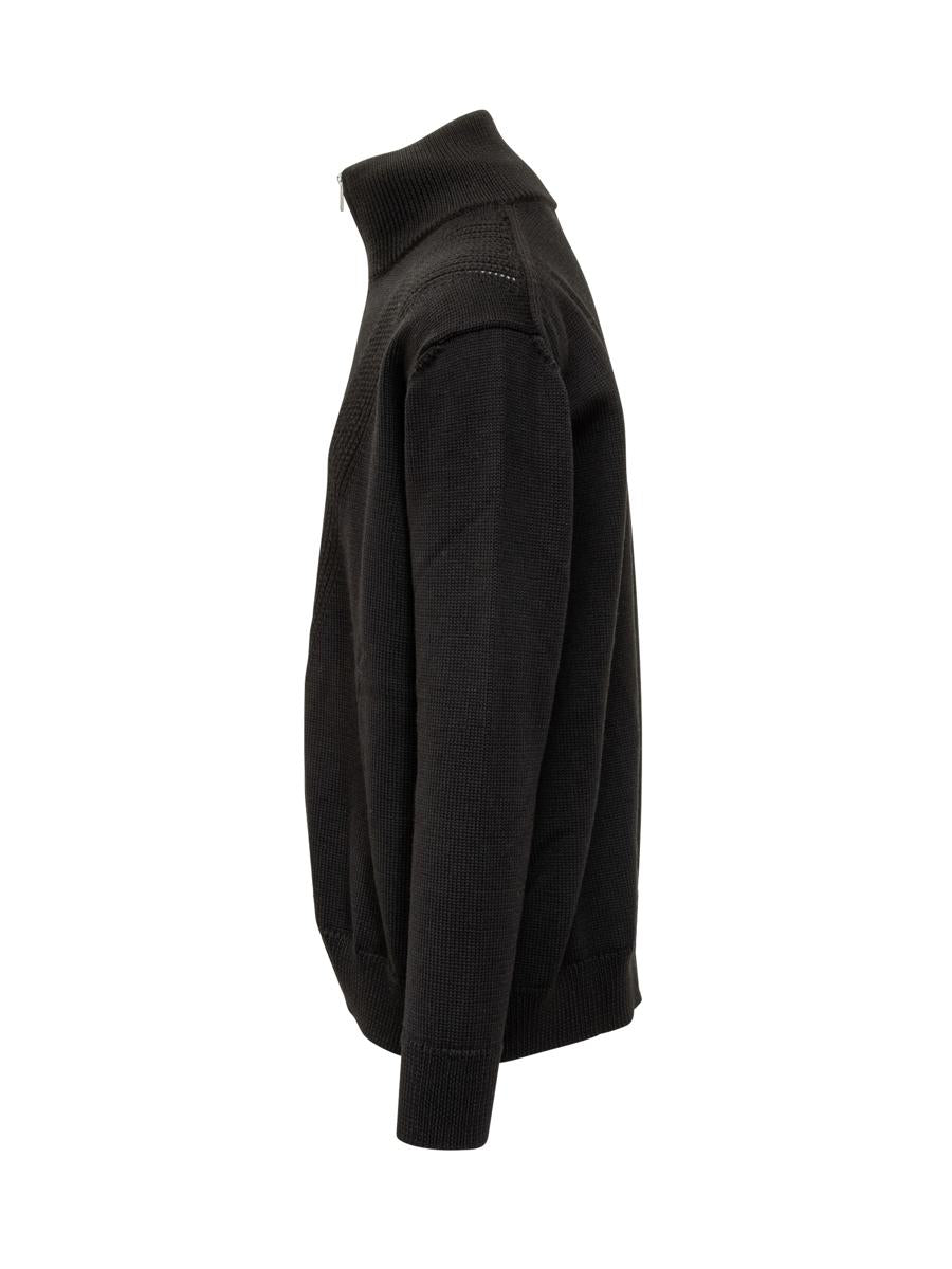 Jil Sander – Schwarze Strickjacke aus technischem Strick Jil Sander