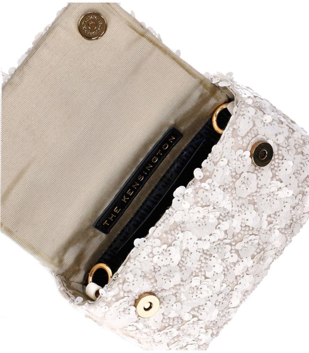Kurt Geiger London – Kensington – Pailletten-Minihandtasche in Weiß
