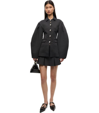 Ganni – Schwarzer, plissierter Minirock