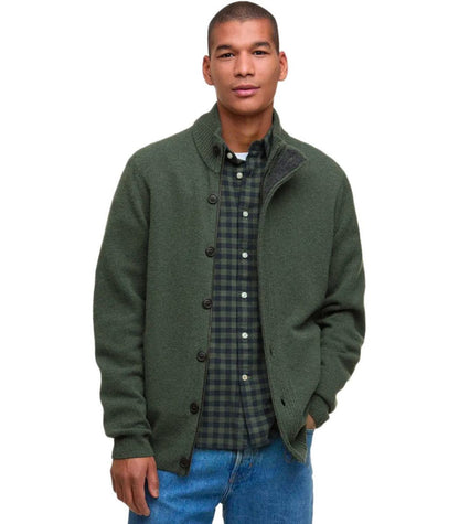 Barbour Essential Patch-Strickjacke mit Reißverschluss in Olivgrün