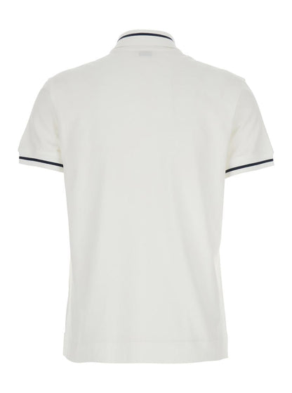 Weißes Poloshirt mit Logo-Aufdruck auf der Vorderseite aus Baumwolljersey für Damen