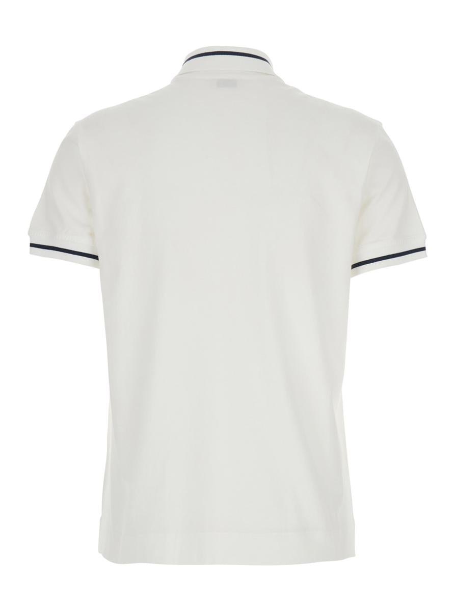 Weißes Poloshirt mit Logo-Aufdruck auf der Vorderseite aus Baumwolljersey für Damen