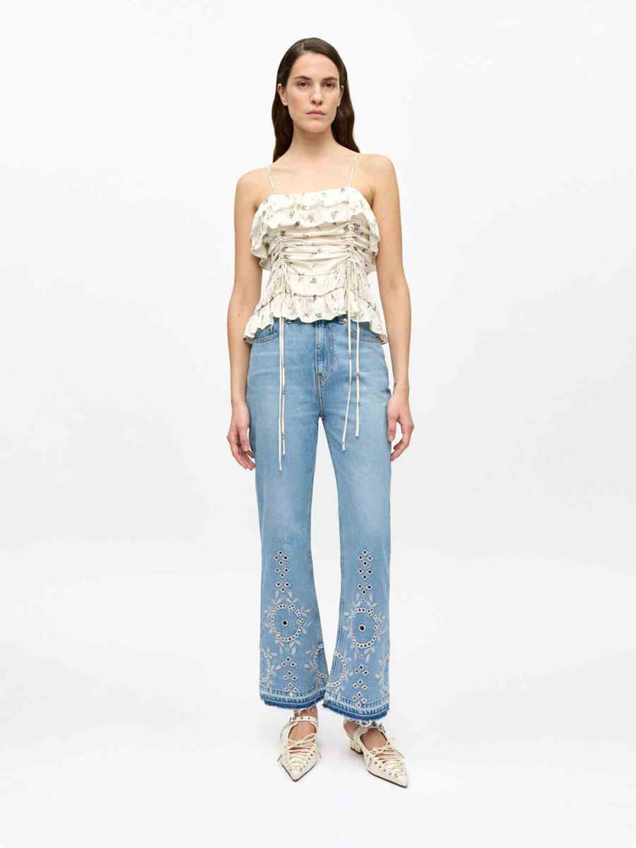 Bedrucktes Satin-Top von Ganni